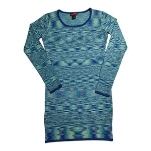 Say What? Blue Variegated Long Sleeve Bodycon Dress M Y2K